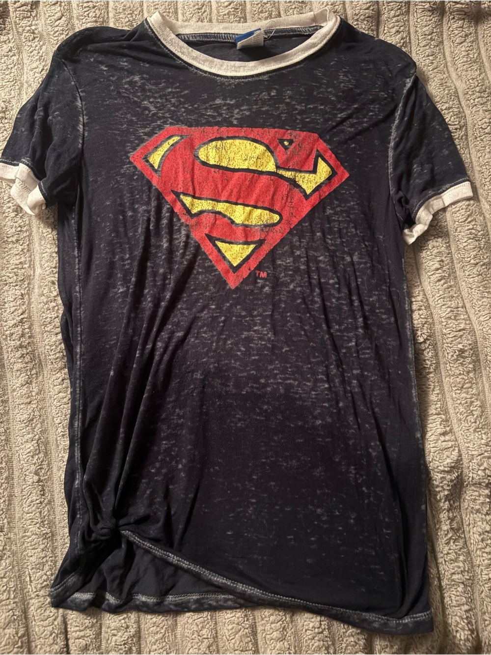 DC Comics Mesh Navy Short-Sleeve Tee with Red & Yellow Superman Shield